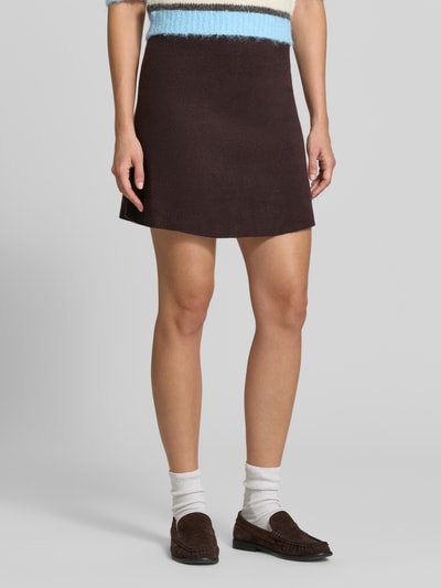 VERO MODA Uitlopende minirok van viscosemix model 'SABA' Chocoladebruin - 4