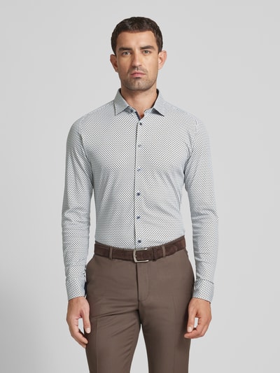 Desoto Slim fit zakelijk overhemd met all-over motief Lichtblauw - 4