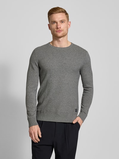 s.Oliver RED LABEL Regular Fit Strickpullover aus reiner Baumwolle mit Strukturmix Anthrazit 4