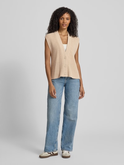 Drykorn Mouwloos vest met wol, model 'PIGES' Zand gemêleerd - 1
