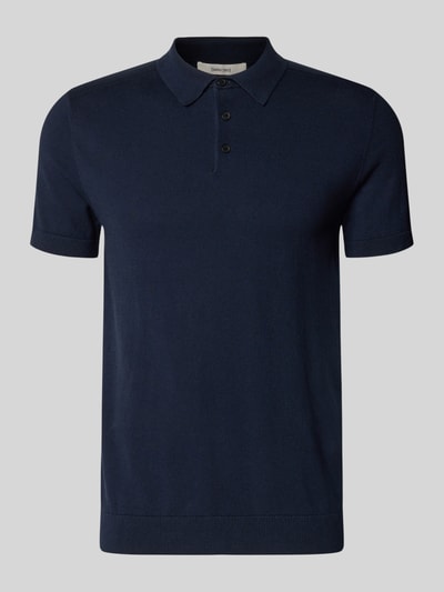 Produktfoto, Regular Fit Poloshirt aus reiner Baumwolle Modell 'BERG' von SELECTED HOMME in Dunkelblau, unifarben, kurzarm, Feinripp-Struktur