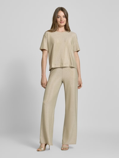 Oui Stoffen broek met elastische band Beige - 1