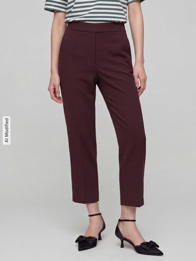 Raffaello Rossi Regular fit barrel leg broek met labeldetail model 'PHIBI' Donkerbruin - 4