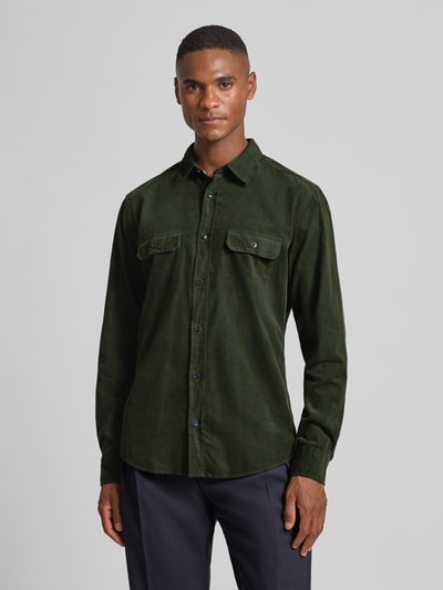 OLYMP Level Five Regular fit ribcordoverhemd met kentkraag Donkergroen - 4