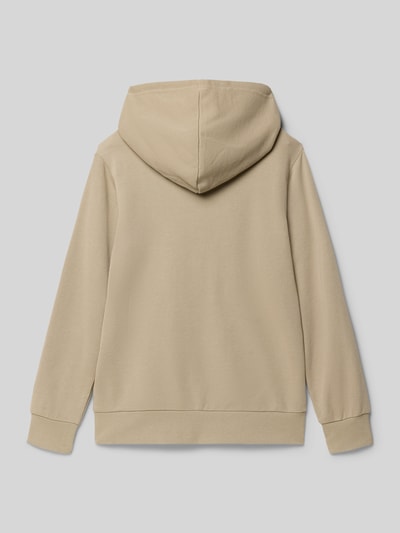 Produktfoto, beiger Regular Fit Hoodie mit Logo-Print von CHAMPION aus Baumwoll-Mix, Kapuze, Känguru-Tasche, elastische Abschlüsse.