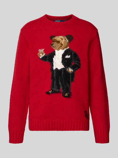 Polo Ralph Lauren Regular Fit Pullover aus reiner Wolle mit Polo-Bear-Intarsie Rot 2