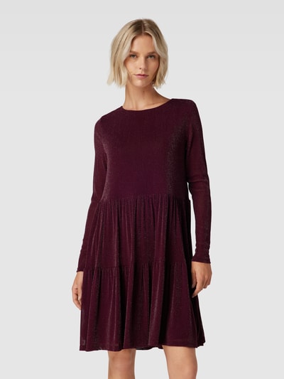 Christian Berg Woman Selection Mini-jurk in laagjeslook met ronde hals Prune - 4