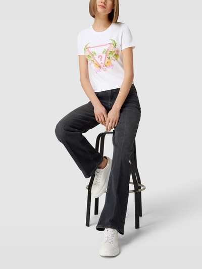 Guess T-Shirt mit Motiv-Print Modell 'TRIANGLE FLOWERS' Offwhite 1