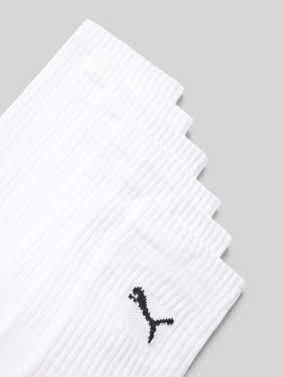 Productfoto, witte sokken uit katoenmix met ribstructuur, klein zwart PUMA logo, Sokken aus Baumwoll-Mix im 6er-Pack van PUMA, Heren
