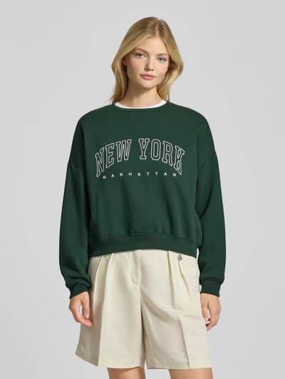 Only Loose Fit Sweatshirt aus Baumwoll-Mix Modell 'SWEAT' Dunkelgruen 4