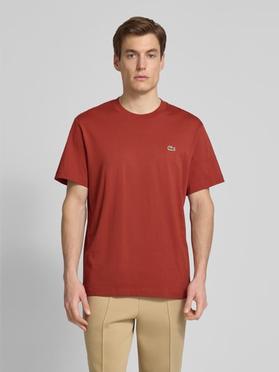 Lacoste T-shirt z naszywką z logo Ciemnoczerwony 4