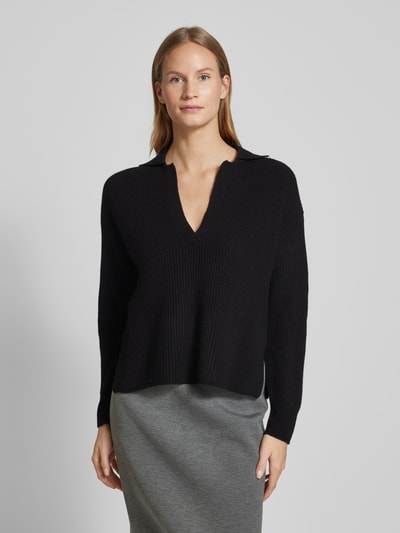 Stefanel Wollpullover mit Reverskragen Black 4