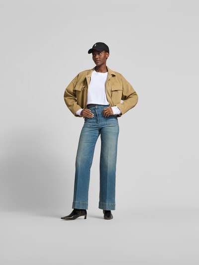 black palms Cropped Longsleeve mit Label-Stitching Weiss 1