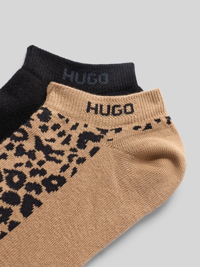 Produktfoto, Füsslinge aus Baumwoll-Mix im 2er-Pack von HUGO für Damen, beige und schwarz mit Leopardenmuster, feine Struktur