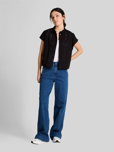 Tom Tailor Denim Relaxed Fit Kurzarmbluse aus reiner Baumwolle Black 1