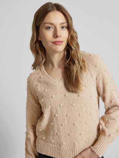 Vila Strickpullover mit überschnittenen Schultern Modell 'TULI' Beige 3