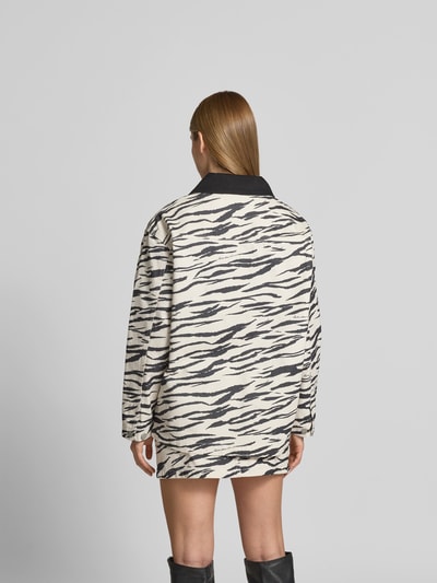 Lala Berlin Jeansjacke mit Allover-Animal-Print Weiss 5