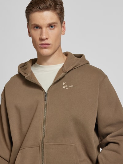 KARL KANI Sweatjacke mit Label-Stitching Khaki 3