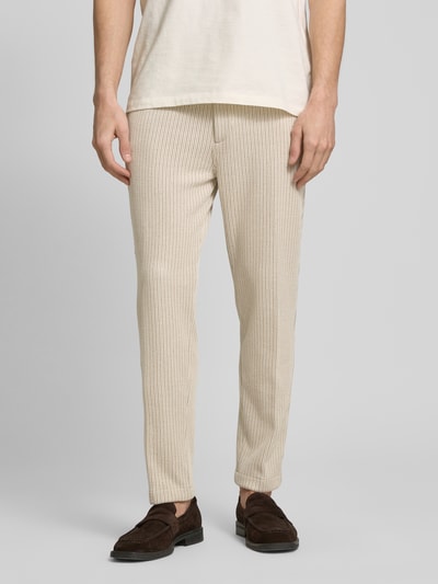 Cinque Slim fit stoffen broek met riemlussen, model 'JULI-O' Beige - 4