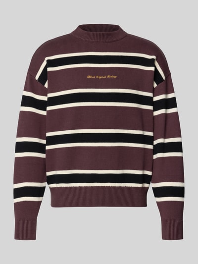 BLKVIS Gebreide pullover met streepmotief en labelstitching Prune - 2