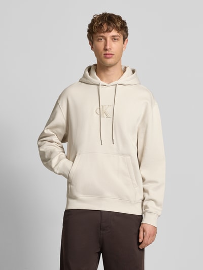 Calvin Klein Jeans Regular Fit Hoodie mit Logo-Patch Modell 'Fleece' Offwhite 4