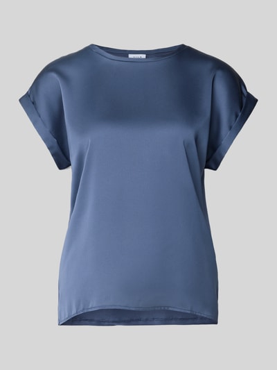 Vila Blouseshirt van satijn met ronde hals, model 'ELLETTE' Rookblauw - 2