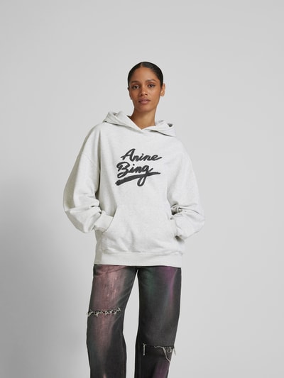 Anine Bing Oversized Hoodie mit Label-Print Hellgrau 4