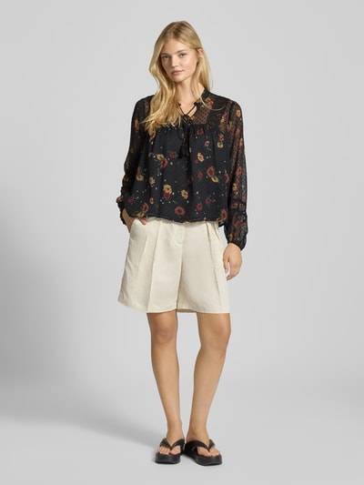 Only Regular fit blouse met mandarijnkraag, model 'TESSA' Zwart - 1