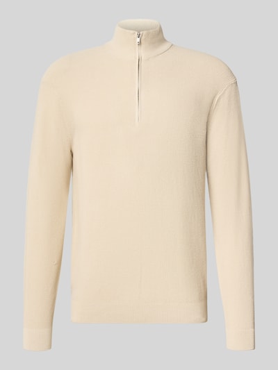 Produktfoto, Regular Fit Pullover aus reiner Baumwolle model 'TONY' van ONLY & SONS, beige, fijne ribstructuur