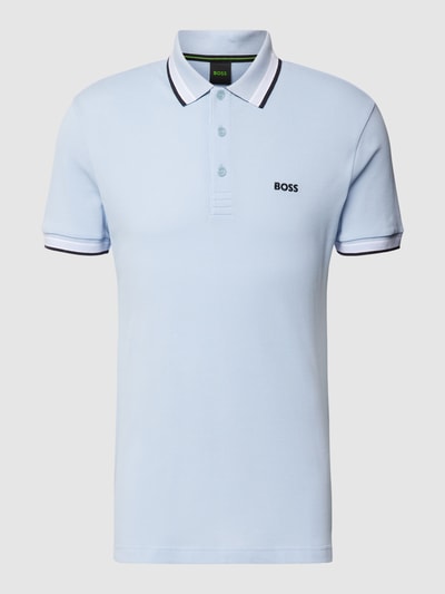 BOSS Green Regular fit poloshirt met labelstitching, model 'Paddy' Blauw - 2