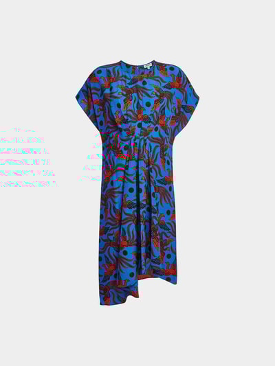 Kenzo Asymmetrisches Midikleid Blau 1