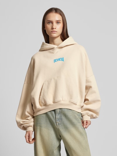 Review Oversized Hoodie mit Label-Print Sand 4