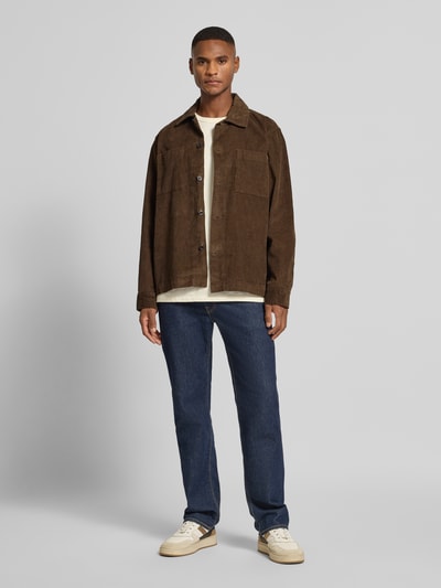 SELECTED HOMME Regular fit overhemdjack van puur katoen, model 'REGTATE' Donkerbruin - 1