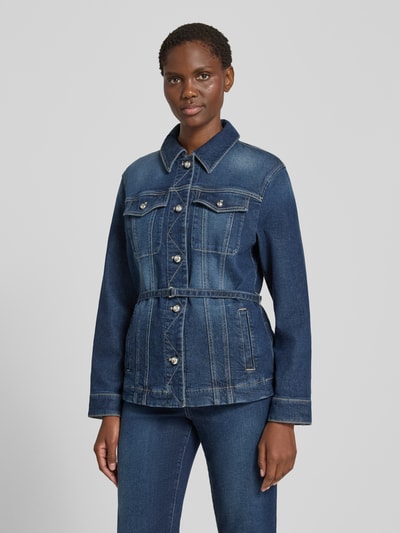 Marc Cain regular fit jeansjack met lyocell Jeansblauw - 4