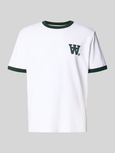 Wood Wood T-Shirt mit geripptem Rundhalsausschnitt Modell 'Parker' Weiss 2