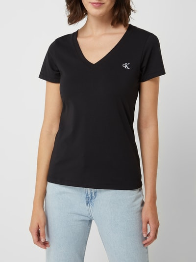 Calvin Klein Jeans T-shirt z wyhaftowanym logo  Czarny 4