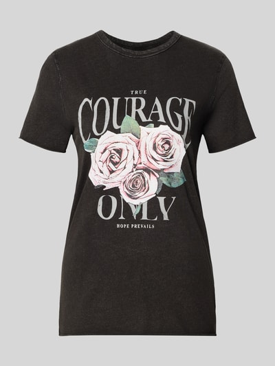 Only Regular fit T-shirt van puur katoen, model 'LUCY' Zwart - 2