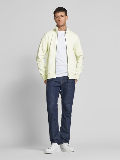 Tom Tailor Regular Fit Sweatjacke aus Baumwoll-Mix mit Stehkragen Neon Gelb 1