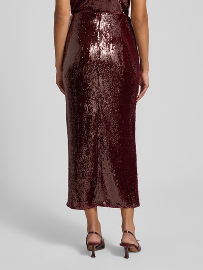 GUIDO MARIA KRETSCHMER WOMAN Regular fit midirok met all-over pailletten, model 'Diana' Donkerrood - 5