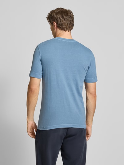Drykorn T-Shirt mit geripptem Rundhalsausschnitt Modell 'RAPHAEL' Blau 5
