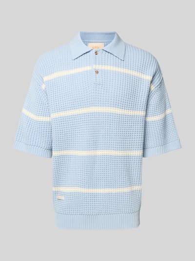 BLKVIS Relaxed fit poloshirt met structuurmotief Lichtblauw - 2