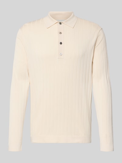 Produktfoto, Gebreide pullover uit puur katoen met polokraag van Profuomo in slim fit met riblook en elastische boorden, kleur beige.