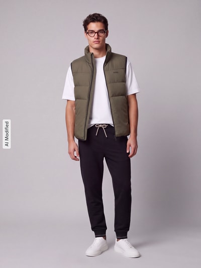 BOSS Green Regular fit bodywarmer met opstaande kraag model 'OW_Urbanex' Donkergroen - 1