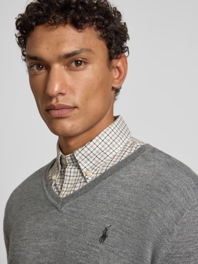 Polo Ralph Lauren Gebreide pullover van merinowol met V-hals Lichtgrijs - 3