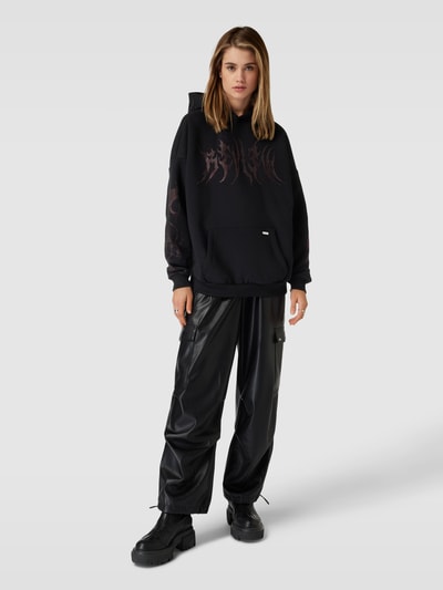 REVIEW Hoodie mit TECHNO Print Black 1