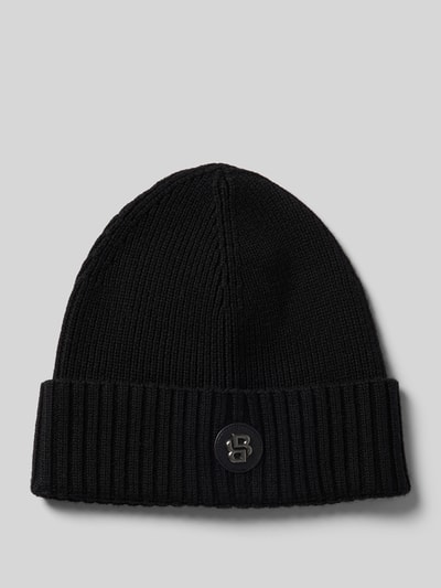 BOSS Czapka beanie z żywej wełny z detalem z logo model ‘Fati’ Czarny 1