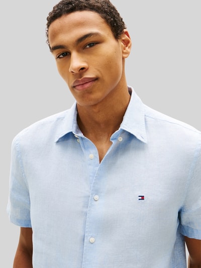Tommy Hilfiger Koszula z krótkim rękawem o kroju regular fit z czystego lnu Jasnoniebieski 3