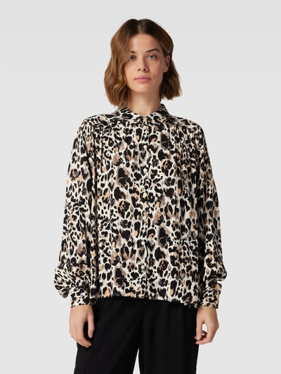 Part Two Blouse met all-over motief, model 'Verna' Zwart - 4