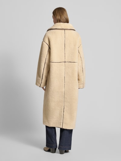 WITHBLACK Lange jas met imitatiebont Zand - 5