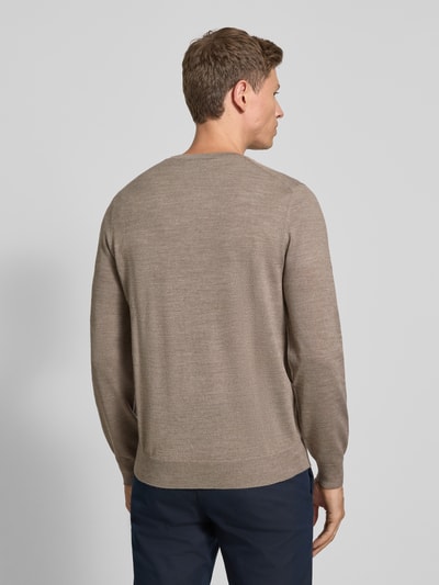 Christian Berg Men Gebreide pullover van een mix van merinowol met V-hals Roodbruin gemêleerd - 5